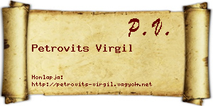 Petrovits Virgil névjegykártya